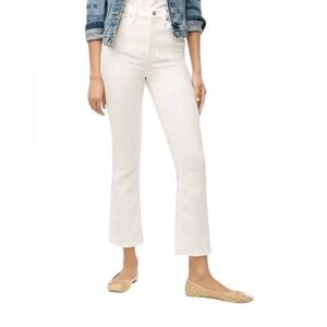 NWT J Crew Factory High Rise Flare Crop Jeans White Signature Stretch Size 26
